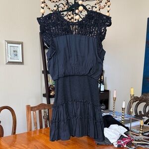 Aqua Crochet Yoke Tiered Dress